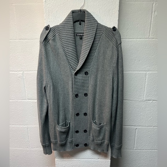 Express Gray Button-Up Cardigan - Picture 1 of 4